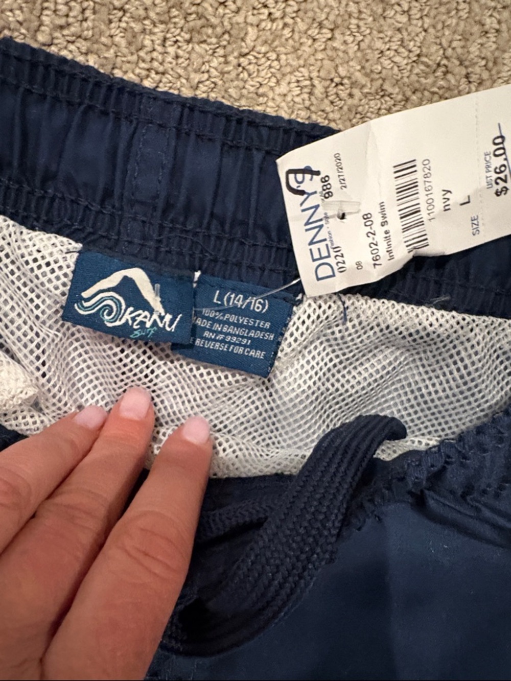 NWT Kanu Surf Boys Swim Trunks Navy Teal Aqua Orange Gray - Picture 4 of 4